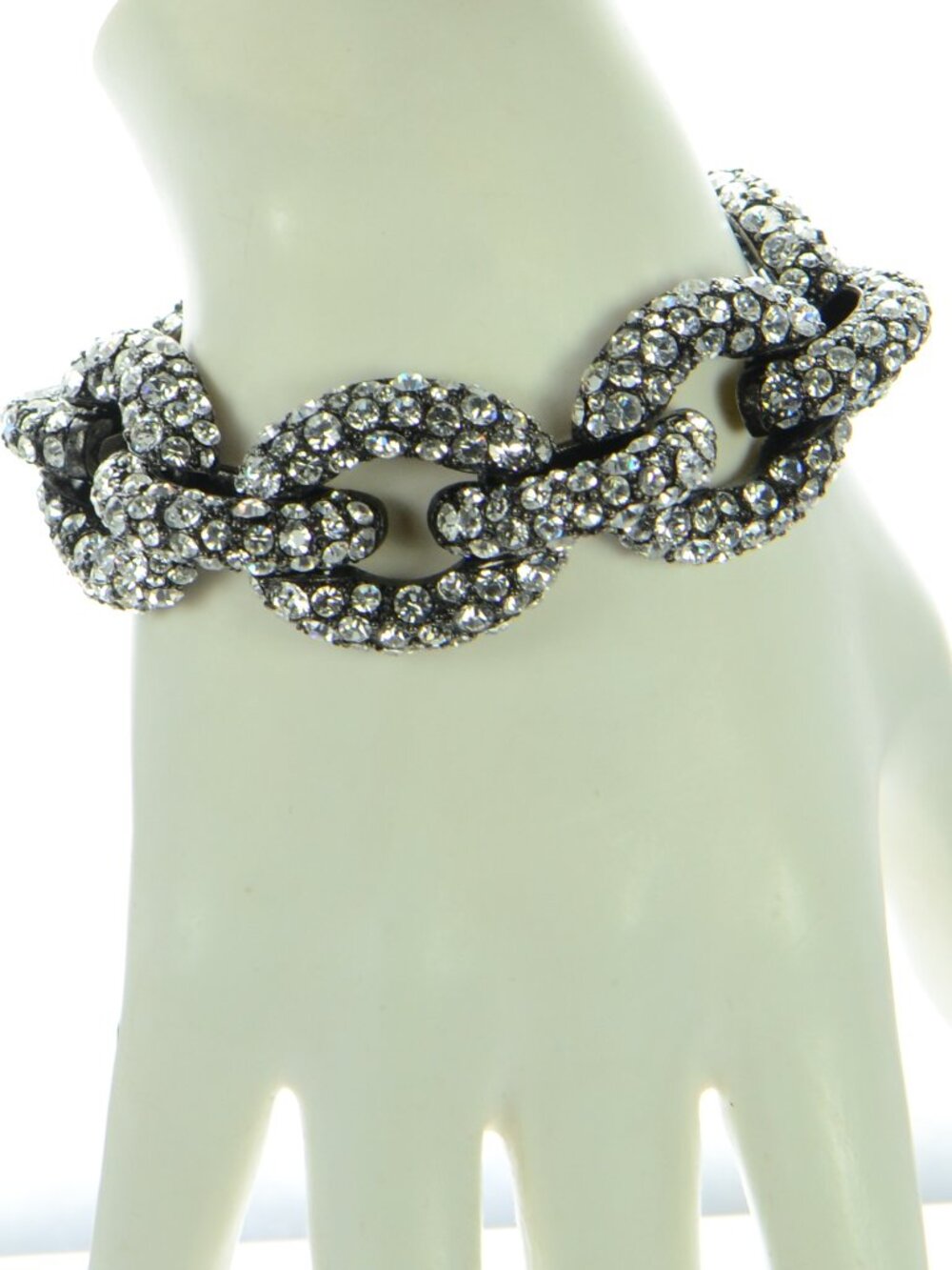 Oscar De La Renta Fortuna Crystal Chain Link Toggle Bracelet